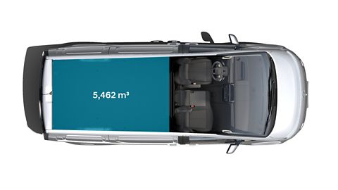 Top view of Hyundai STARIA Cargo electric with volume information.