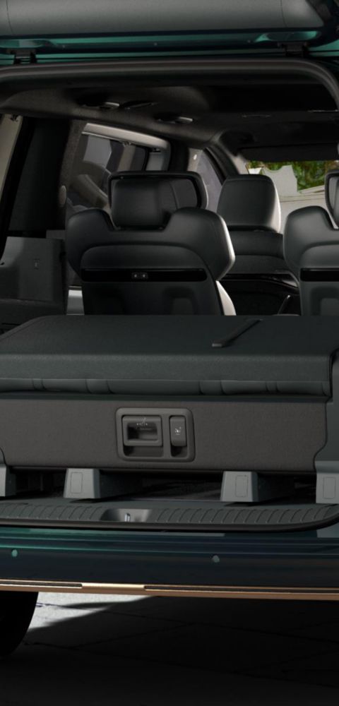 Hyundai STARIA Electric VIP rear cargo area with open tailgate.