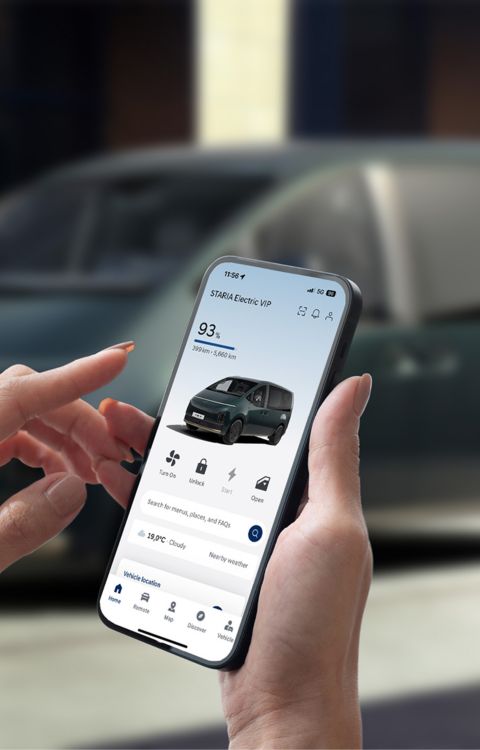 Hyundai STARIA Electric VIP connected through the myHyundai app.
