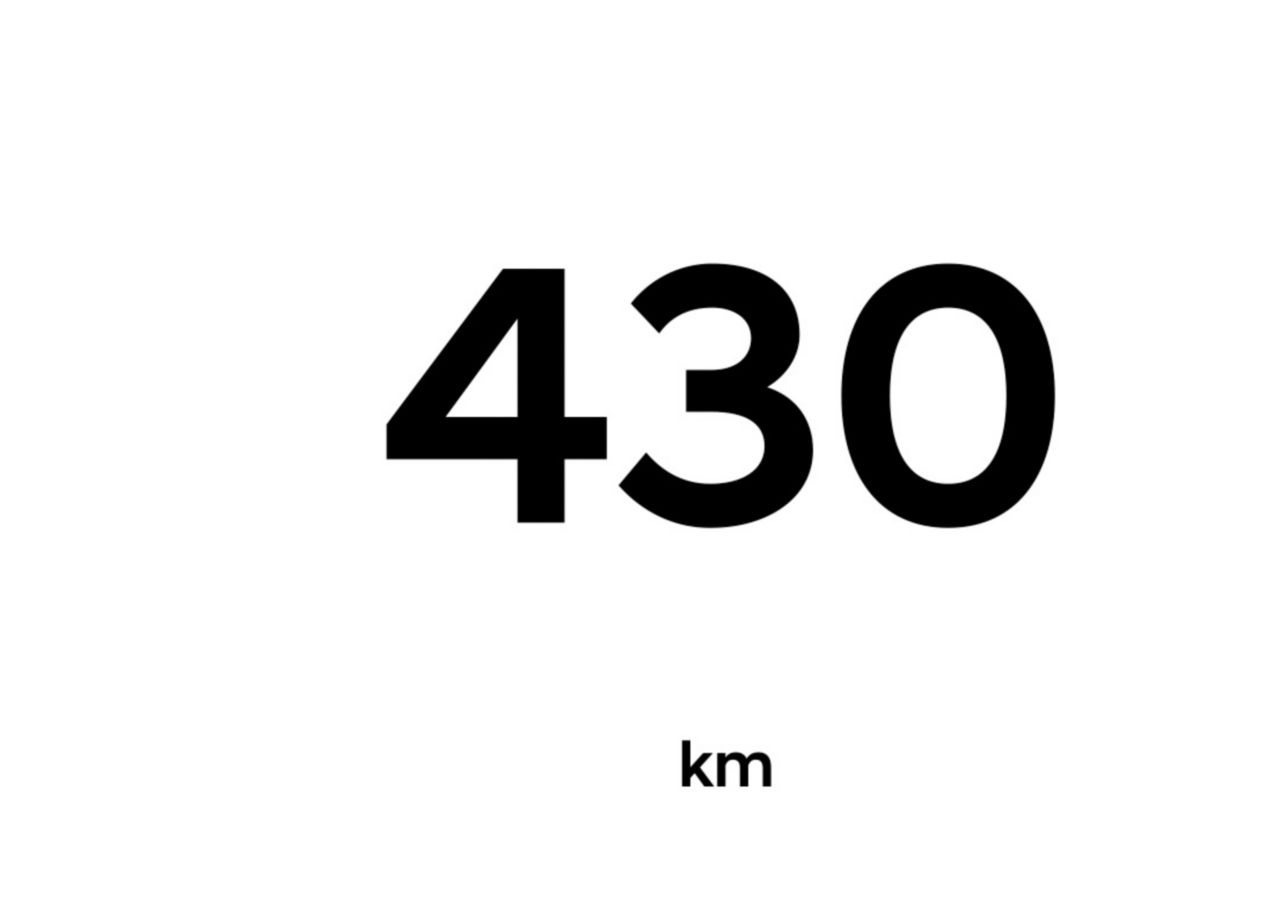 Animation zur vollelektrischen Reichweite des Hyundai STARIA Electric von bis zu 430 km.