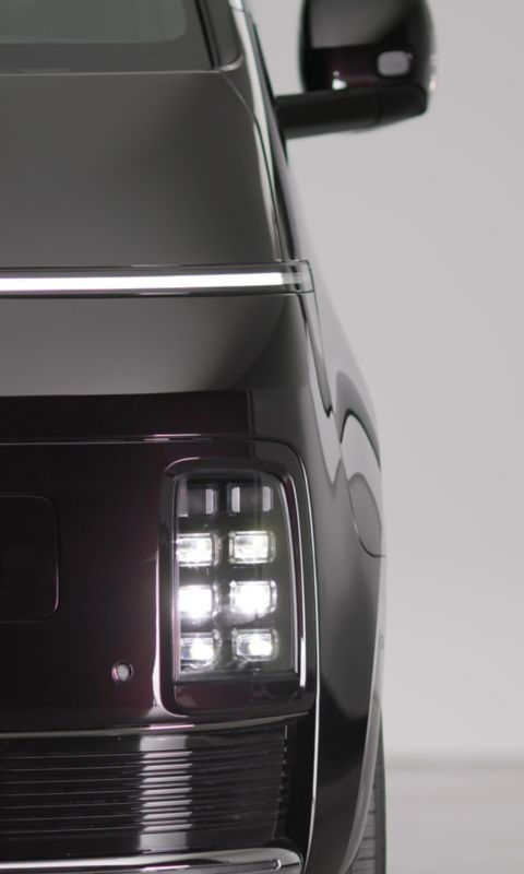 Close-up of the STARIA Electric LED front light design highlighting its advanced lighting signature.