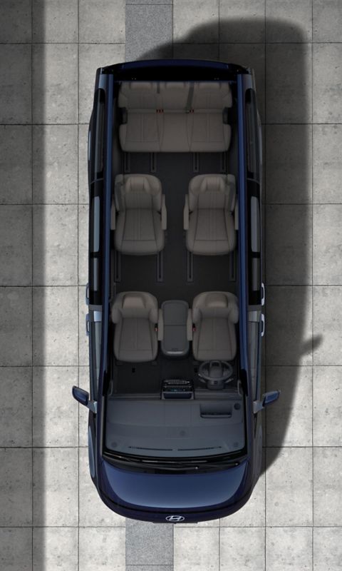 Hyundai STARIA Electric Luxury sett ovenfra. Foto.