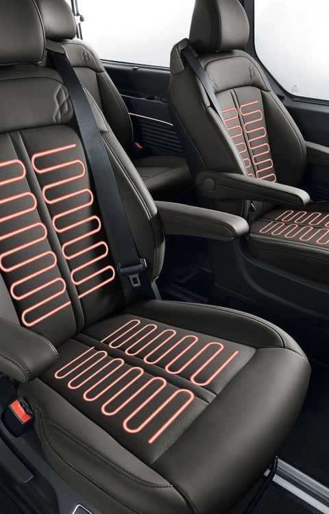 Hyundai STARIA Electric interior showcasing heated seats with integrated warming elements