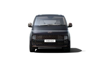 Ansicht der futuristischen Frontpartie des Hyundai STARIA Hybrid.