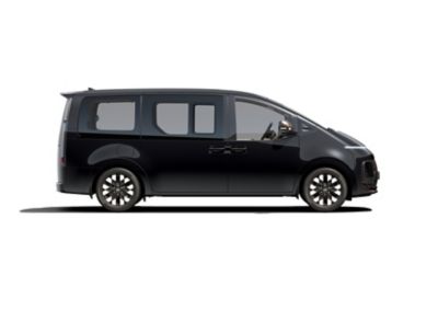 Ansicht des eleganten Profils des Hyundai STARIA Hybrid.
