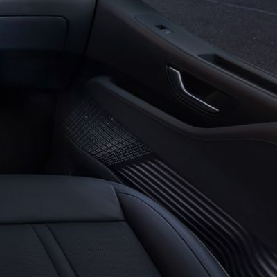 Close-up of the Hyundai STARIA Electric interior with decorative speaker panel details.