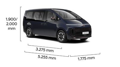 The dimensions of the Hyundai STARIA HEV