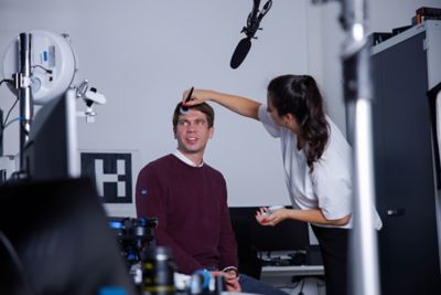 Daniel Duecker getting touched-up before shooting.