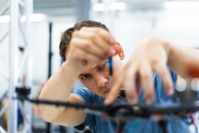 A researcher performing various tests for the SVan.