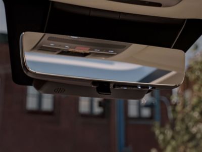 The digital center mirror of the Hyundai Santa Fe.