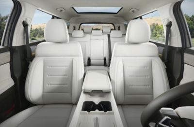 The inside view of the front relaxation seats of the Hyundai SANTA FE.