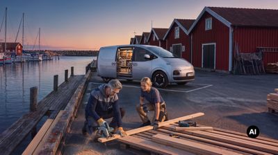 Hyundai STARIA Cargo converted into a mobile workshop for business operations.