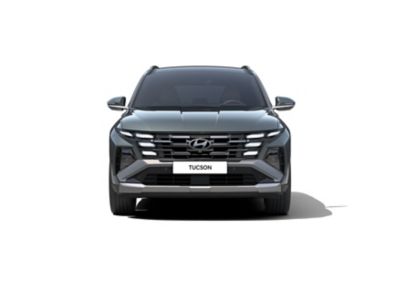 De Hyundai TUCSON Plug-in Hybrid van voren gezien, met LED-verlichting.