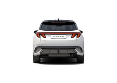 The Hyundai TUCSON Plug-in Hybrid and its new rear bumper with aeronautic-inspired winglet shapes. 