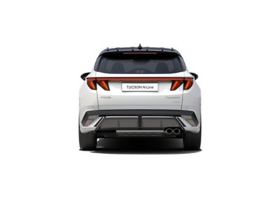 Hyundai TUCSON Hybrid i jego nowy tylny zderzak o kształcie inspirowanym lotnictwem. 