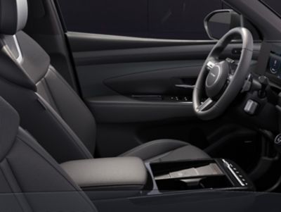 The new armrest and centre console of the Hyundai TUCSON Plug-in Hybrid. 