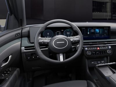 Steering wheel and digital cluster of the Hyundai TUCSON Plug-in Hybrid. 