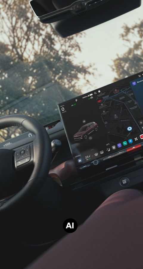 Vue intérieure du Hyundai TUCSON mettant en avant PLEOS.