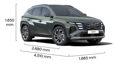 Image showing the dimensions of the Hyundai TUCSON Plug-in Hybrid. 