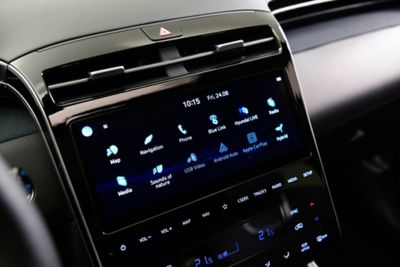 10.25" touchscreen inside the Hyundai Tucson Hybrid compact SUV  