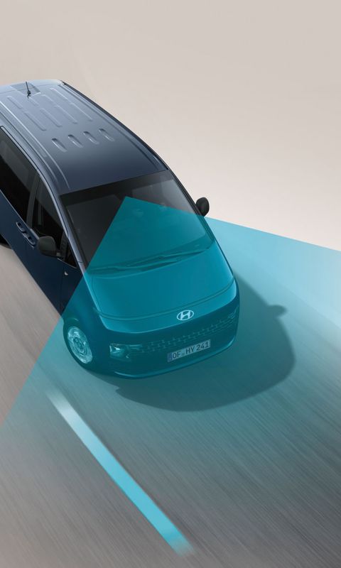 Stilisierte Visualisierung des Smart-Sense-System im Hyundai STARIA Electric