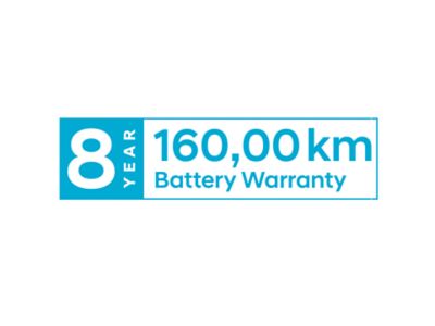 The Hyundai 8 year Battery Warranty badge for your Hyundai electric vehicle.