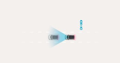 Arrêt du véhicule grâce au Freinage d’urgence autonome (FCA) Hyundai SmartSense.