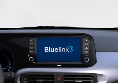 Bluelink en la pantalla táctil del Hyundai i10.