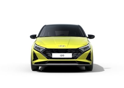 Vista frontal en primer plano de la parrilla del Hyundai i20