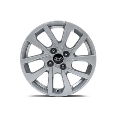 The alloy wheel 6.0Jx15 in white, suitable for 185/65 R16 tyres of the Hyundai i20. 