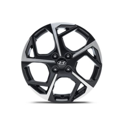 La jante en alliage noir et blanc 16", 6.0Jx16, est adaptée pour les pneus 195/55 R16 de Hyundai i20. 