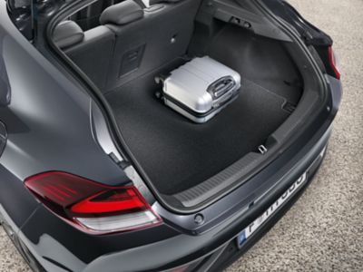 A trunk mat inside the i30 Fastback from Hyundai Genuine Accessories.