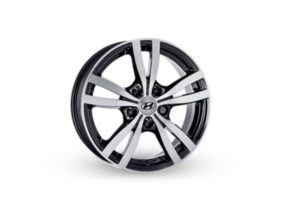 The black 16" alloy wheel, 6.0Jx16, is suitable for 195/55 R16 tyres of the Hyundai i20.