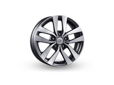 A 16" five double spoke alloy wheel of the Hyundai i30 Wagon. 