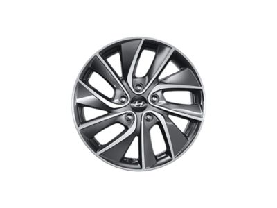 	The black and white 17" alloy wheel, 7.0Jx17, is suitable for 215/45 R18 tyres of the Hyundai i20. 