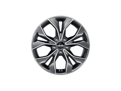 	The black and white 17" alloy wheel, 7.0Jx17, is suitable for 215/45 R18 tyres of the Hyundai i20. 