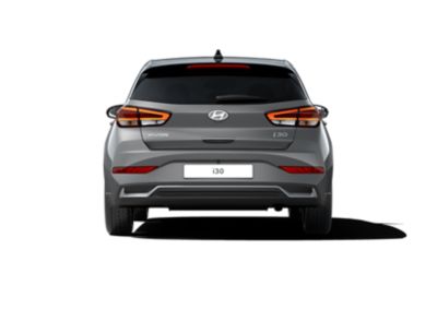 Cut-out of the new Hyundai i30 Wagon in grey, rear view on white background.