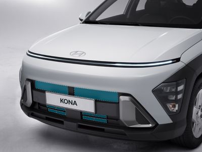 Nuova KONA Hybrid in bianco con le sue alette attive superiori e inferiori