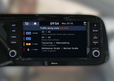 Sistema di informazione sul traffico sullo schermo di nuova i10