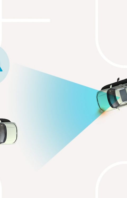 Illustration of the Forward Collision-avoidance Assist feature of Hyundai INSTER.