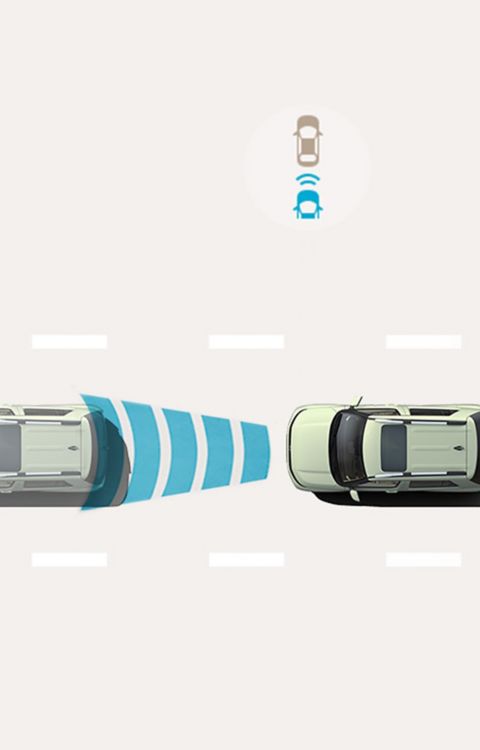 Illustration of Parking Collision-Avoidance Assist Rear (PCA-R) feature of Hyundai INSTER.