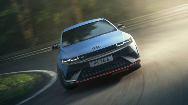 IONIQ 5 N Cornering on the road.