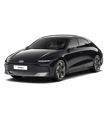 IONIQ 6 på hvit bakgrunn. Foto.