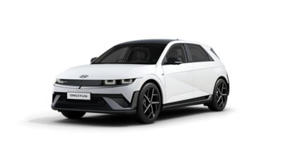 View of the Hyundai IONIQ 5 N Line S front bumper, with N Line logo.