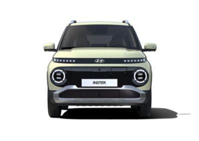 Vista frontale del SUV ultracompatto 100% elettrico Hyundai INSTER