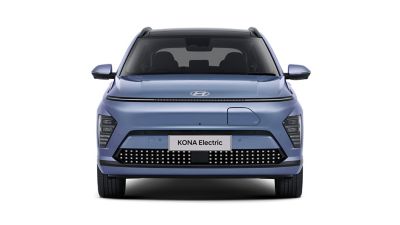  frontale di Hyundai KONA Electric è messo in risalto da una lampada Seamless Horizon Red