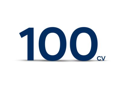 100 CV scritto in blu su sfondo bianco