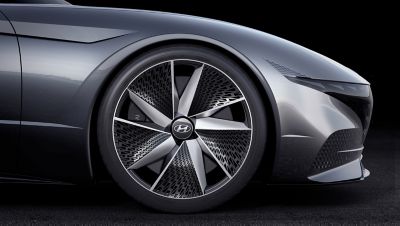 Rendering of the tyres of the 2018 Le Fil Rouge concept car.	