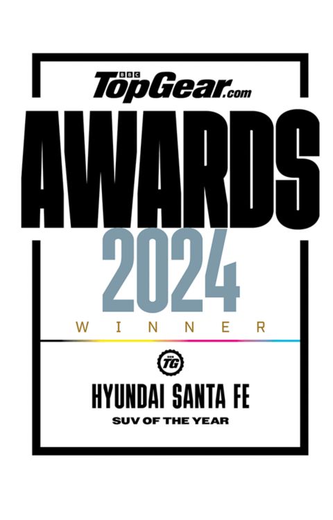 Top Gear.com award logo for Hyundai SANTA FE for SUV of the year.