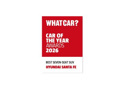 WHAT CAR? best 7-seater car of the year award badge for SANTA FE 2026